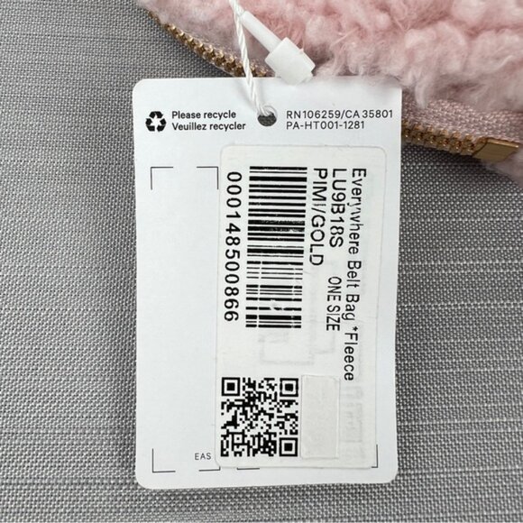 RARE! NEW Lululemon Everywhere FLEECE Belt Bag 1L GOLD Hardware - Pink Mist/Gold - Picture 4 of 11